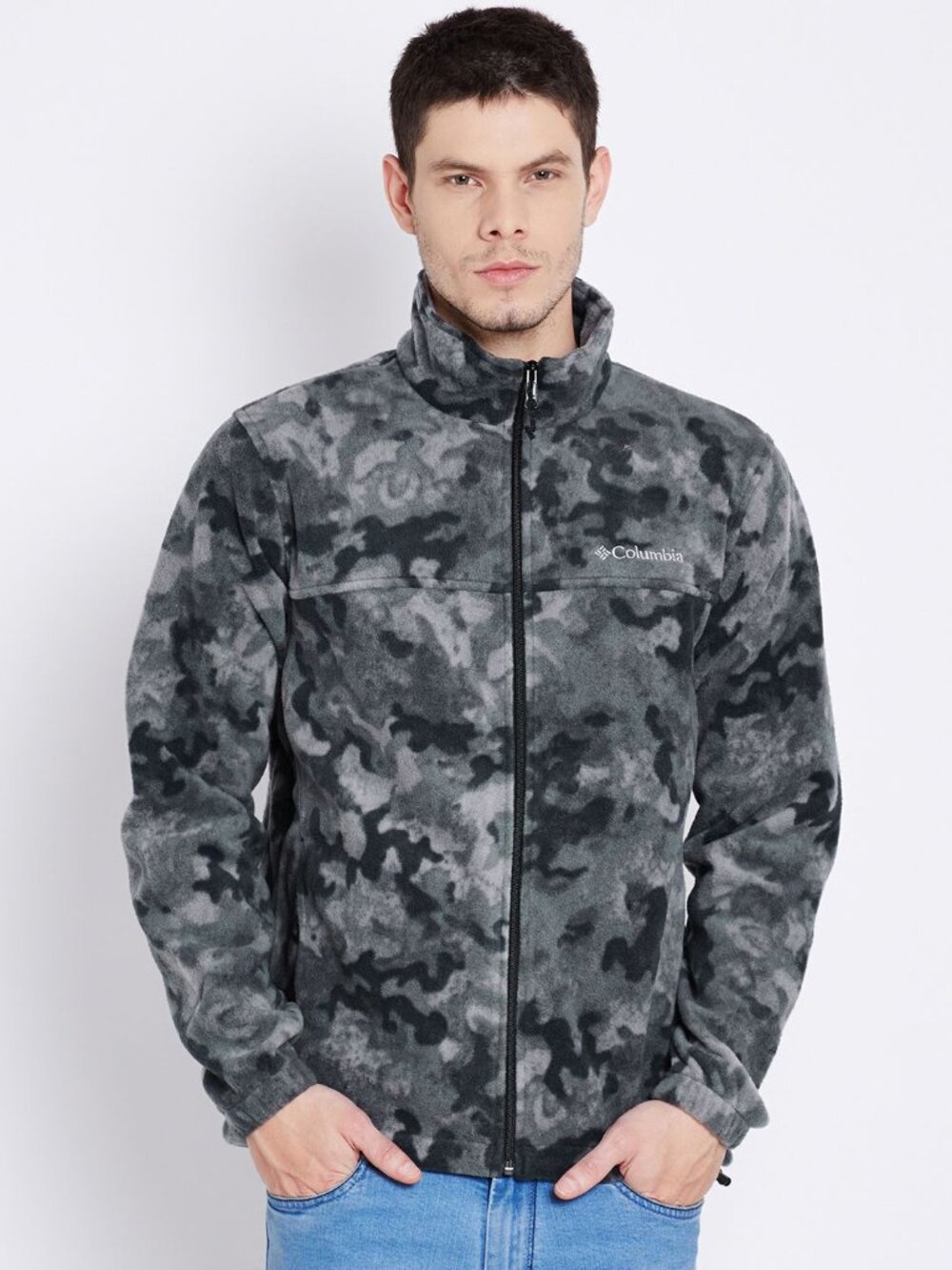 Columbia Men's Gray White Steens Mountain Camo Fleece Jacket Size L